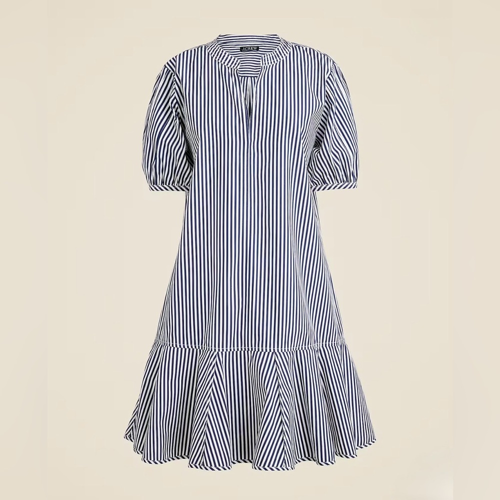 NWT! | J. Crew Delilah dress in striped 100% cotton poplin navy blue & white XXS - Picture 16 of 16